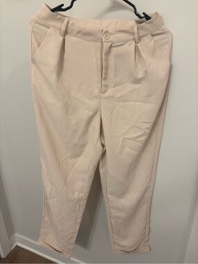 SHEIN Women’s Pleated Tapered Dress Pants - Light Cream